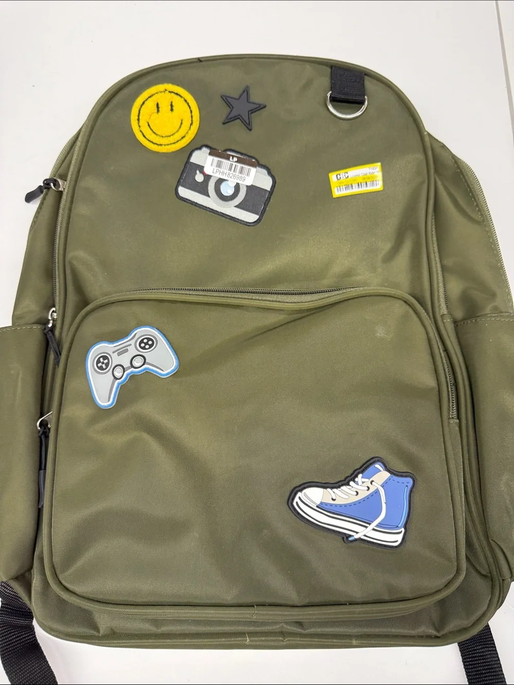 NEW Olive Green Backpack with Fun Patches Locker Club Kids